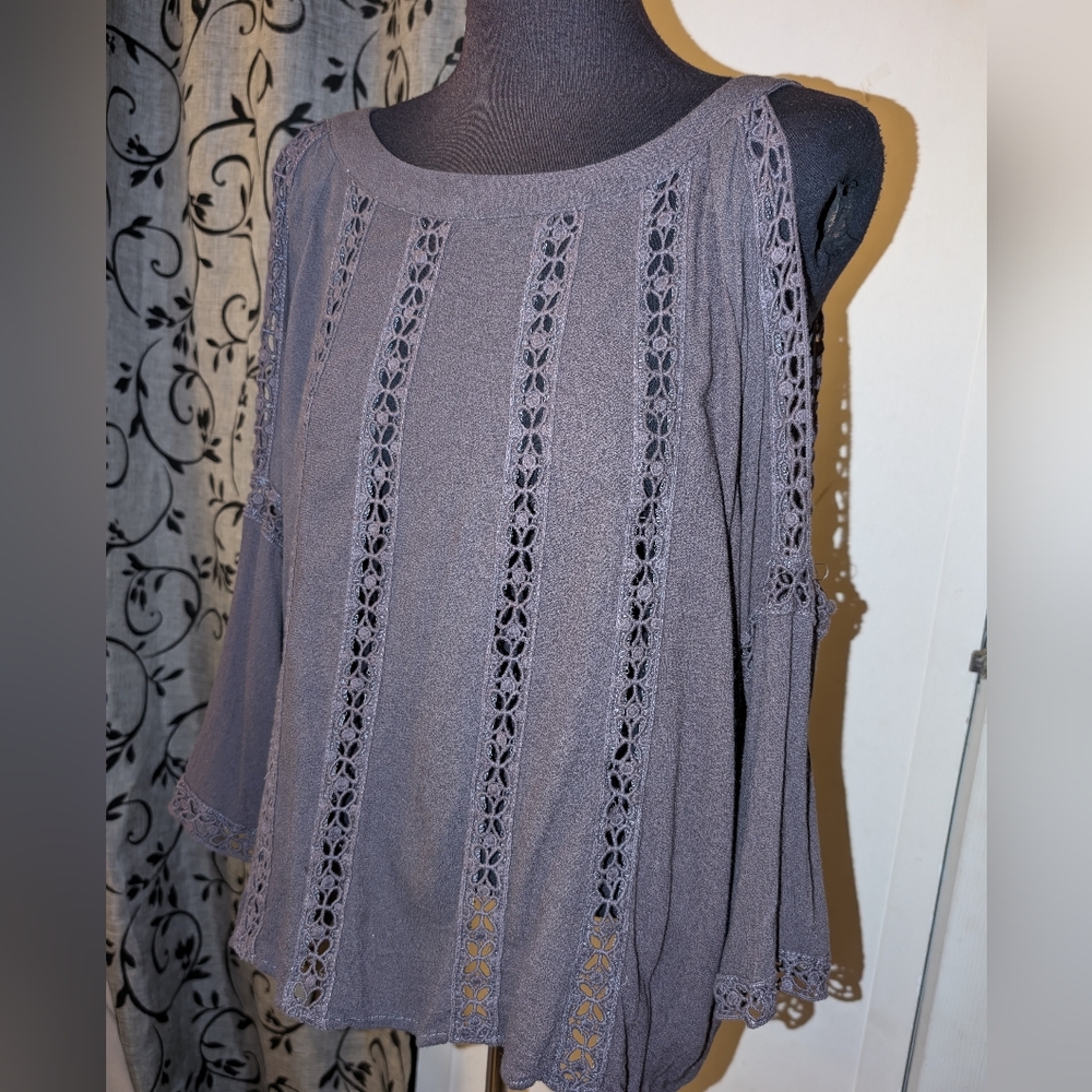 BKE RED Sexy Cut Outs blouse Sz Small EUC